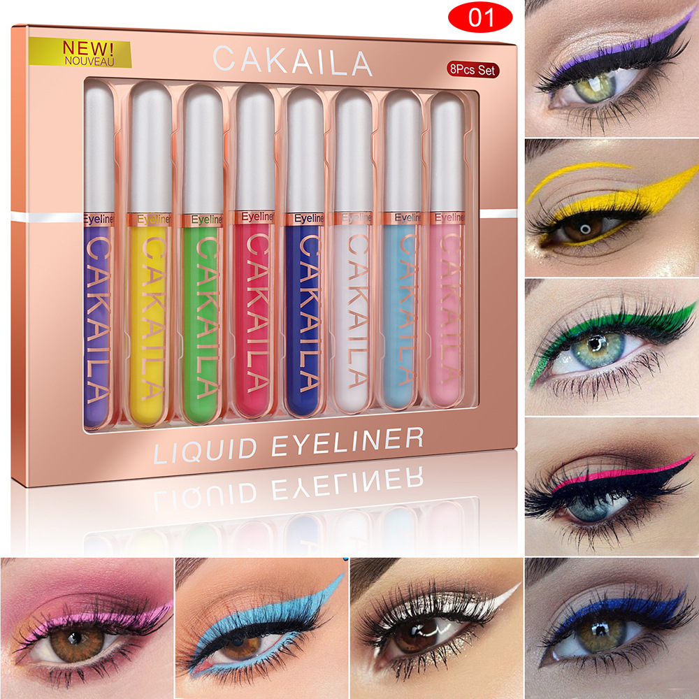 Waterproof Liquid Eyeliner Pen - 8 Renkli Set Su Geçirmez Eyeliner