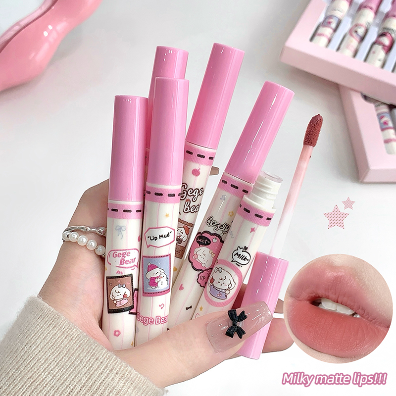 Matte Velvet Lip Tint Long Lasting - Gege Bear 6'lı Kadife Dudak Rengi